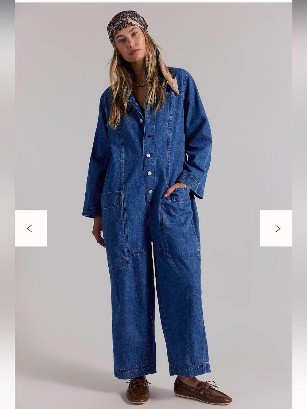 We The Free Margarita Denim Jumpsuit Medium Free People Utility Barrel Leg - Picture 13 of 13